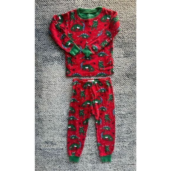 Hatley 2T Organic Christmas Dinosaur Pajamas - Picture 1 of 4